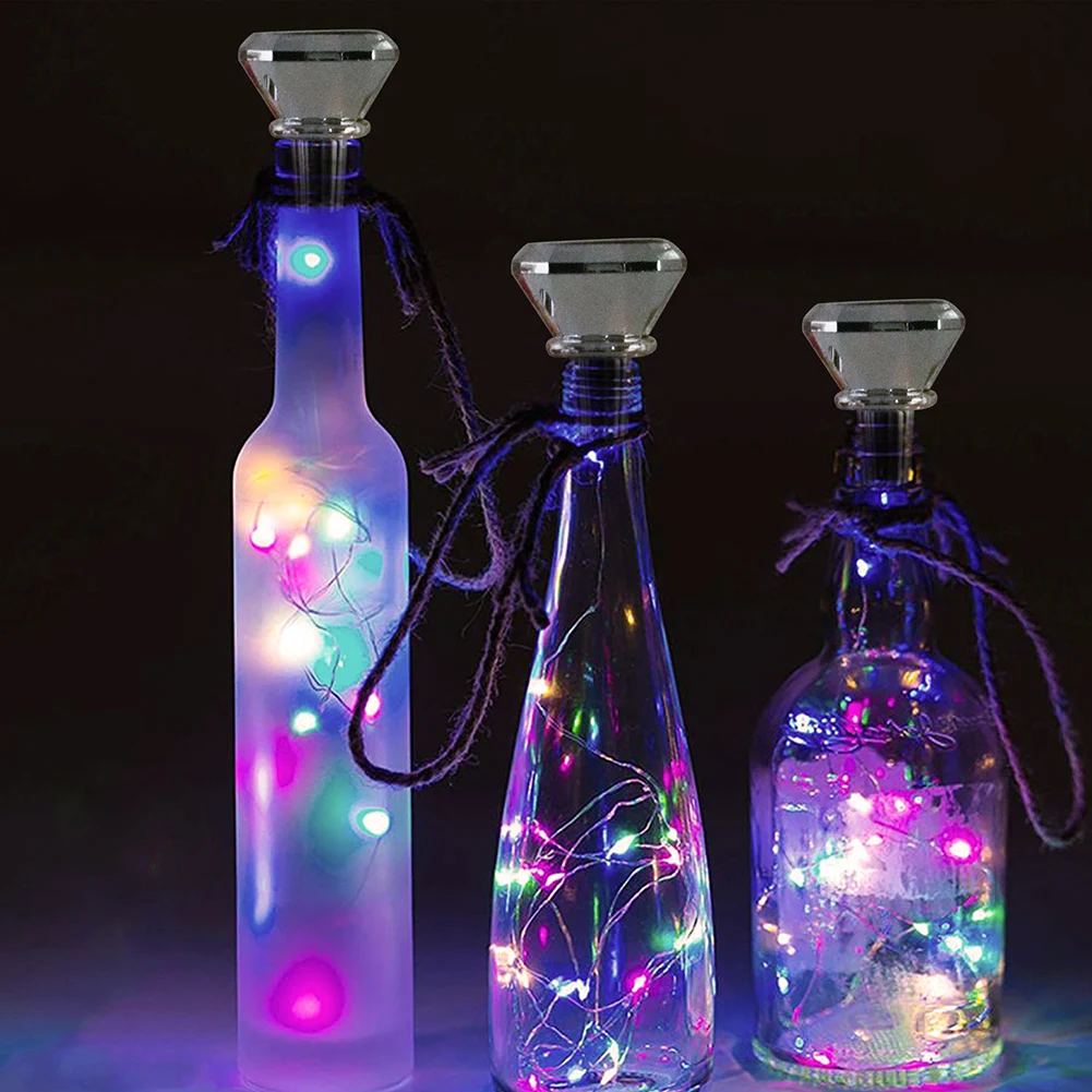 

10pcs LED Solar Bottle Lights Copper Wire Fairy String Light Diamond Shaped Bottle Cork Lamps for Party Wine Bottle DIY Decor#20