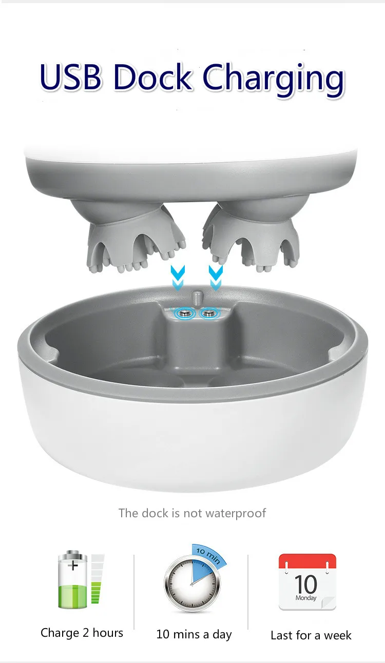 Новинка, 3D Водонепроницаемый Электрический массажер для головы, беспроводной массаж головы, стимулирует рост волос, глубокое разминание тканей, вибрация