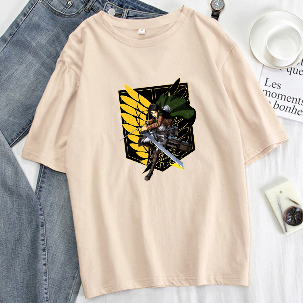 

Женские футболки с принтом «атака на Титанов», летняя футболка с круглым вырезом в стиле Харадзюку, модная уличная забавная женская футболк...