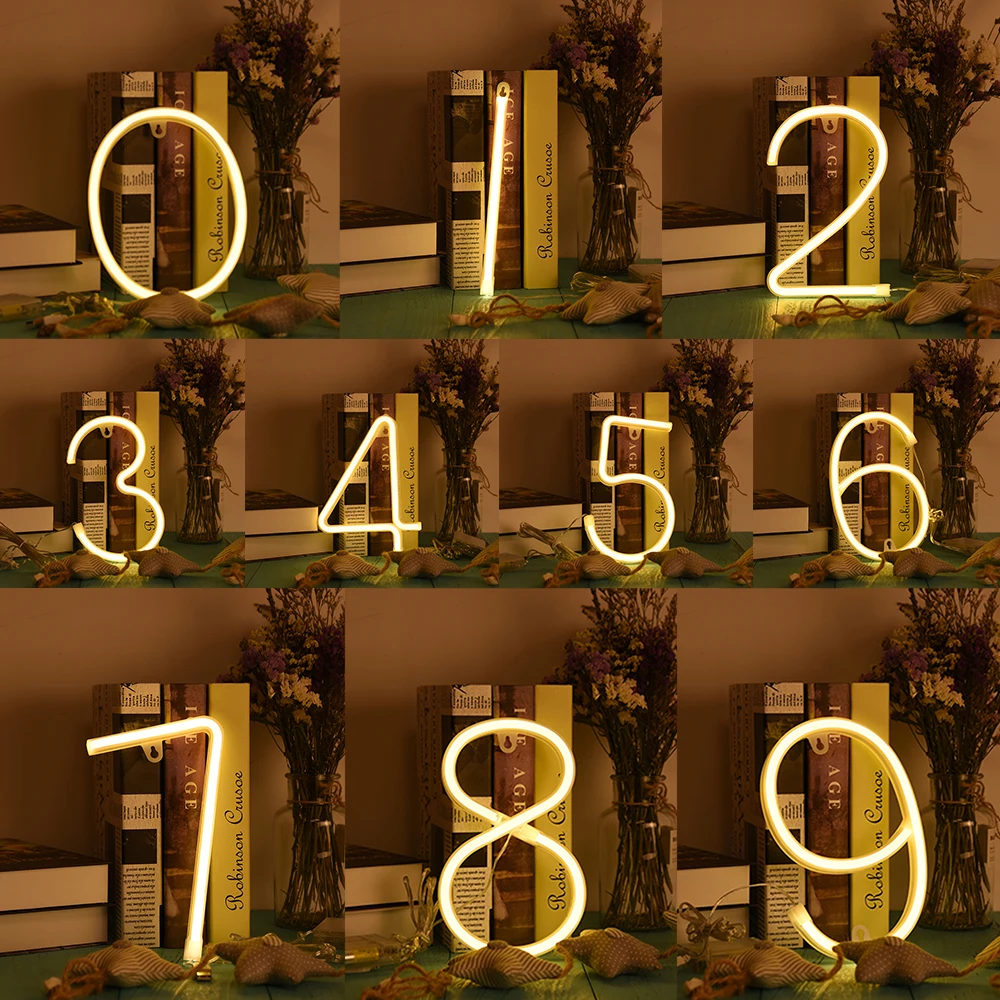 Номер LED светильник магазин свадебное Новогоднее украшение Светодиодная лампа