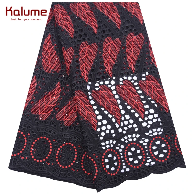 

Kalume 100% Cotton Lace Fabric Soft Comfortable African Lace Fabric With Stones Nigerian Swiss Voile Lace Fabric For Dress F1976