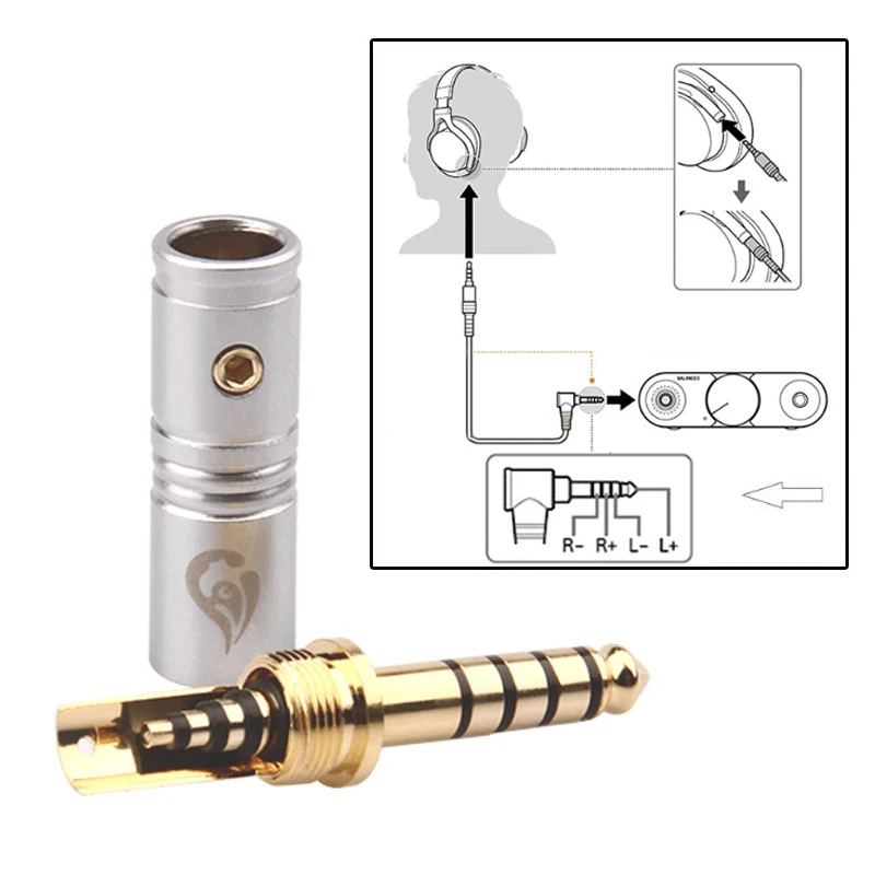 5 полюсный разъем для наушников 4 мм позолоченный медный баланс аудиоразъем