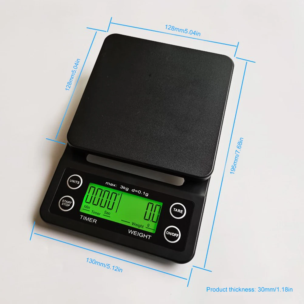

3kg/0.1g 5kg/0.1g Multi-function Drip Coffee Scale With Timer Digital Kitchen Coffee Scale High Precision LCD Electronic Scales