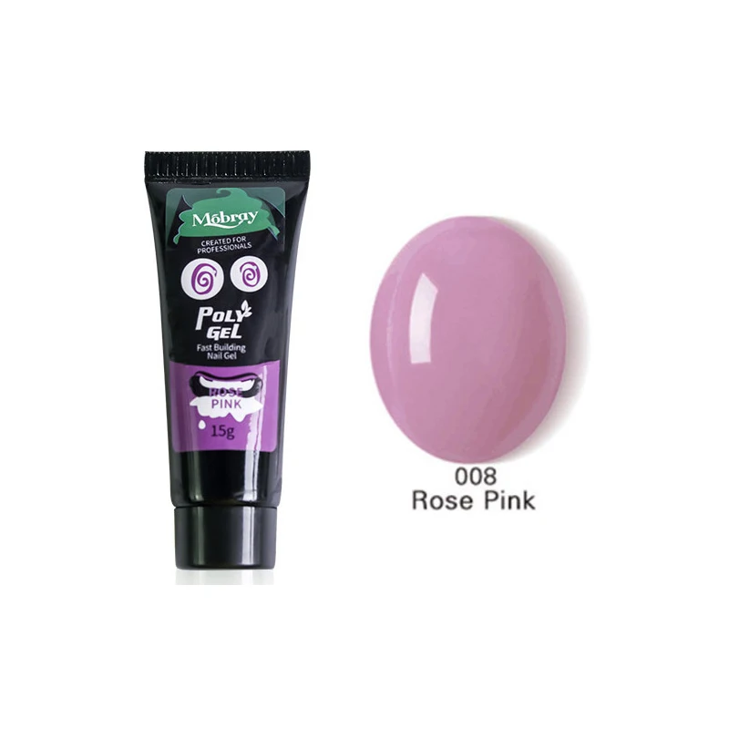 008 rose pink 15 мл, 9 цветов, гель для наращивания пальцев, строительный полигель, акриловый гель, полипрозрачный розовый УФ-гель, быстрое наращивание ногтей, камуфляж, светодиодный, твердый гель - Цвет: 008 rose pink