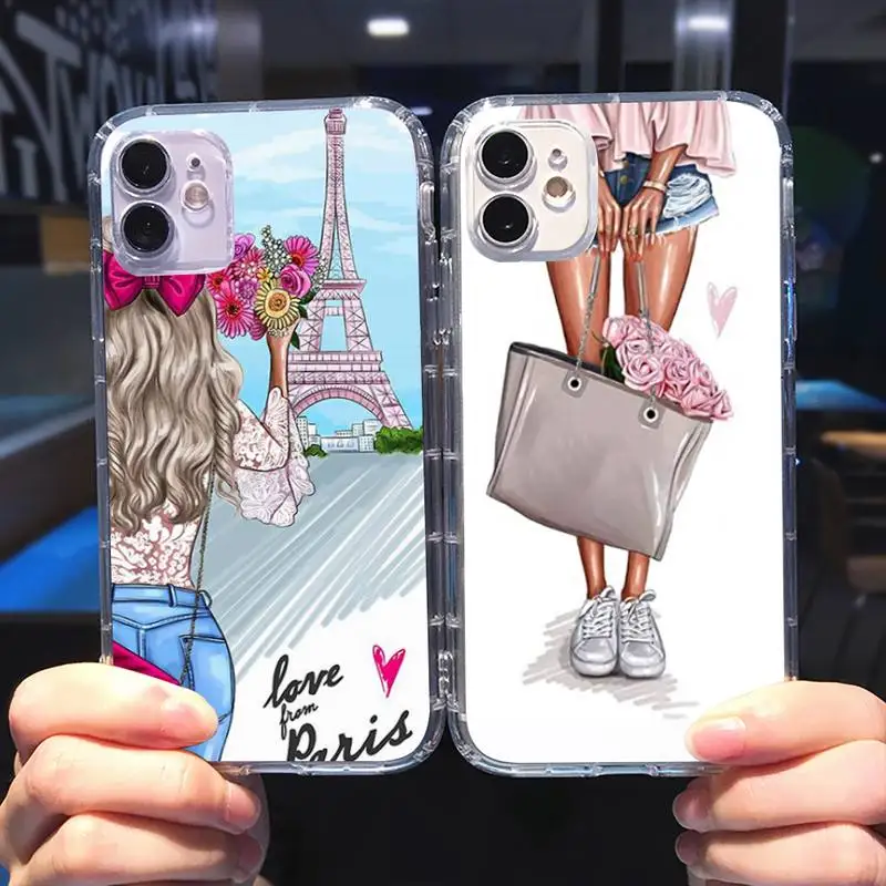

Luxury fashion hig heels girl Phone Case Transparent soft For iphone 5 6 7 8 11 12 s c se plus mini x xs xr pro max cover shell