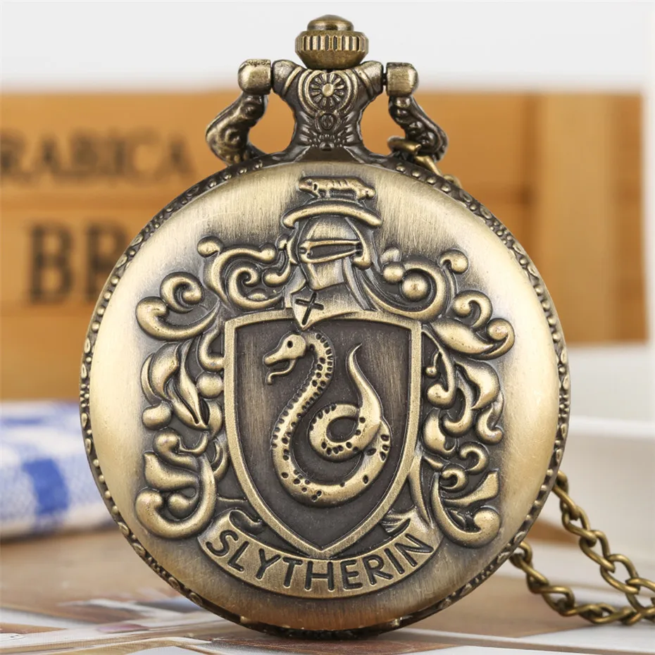 Популярные кварцевые карманные часы Ravenclaw/Slytherin/Gryffindor/Hufflepuff тема бронзовое ожерелье часы винтажные часы