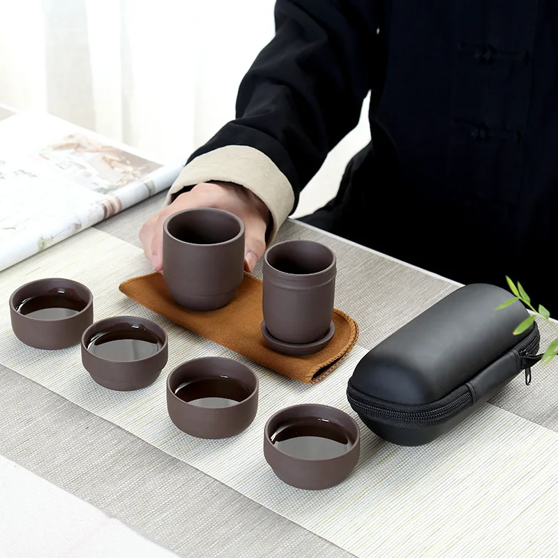 Yixing Фиолетовый Глиняный керамический дорожный чайный набор фильтр портативная