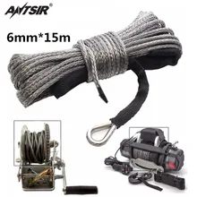 High Strength 6mm*15m 8000 LBS Synthetic Winch Rope Line with sheath Recovery Cable 4WD ATV UTV Car Accessories Safety Equipment