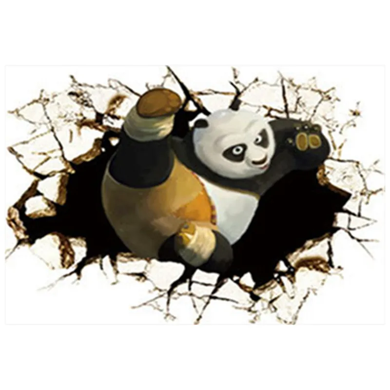 Милые аниме животные 3d сломанные стены виниловые настенные наклейки детская