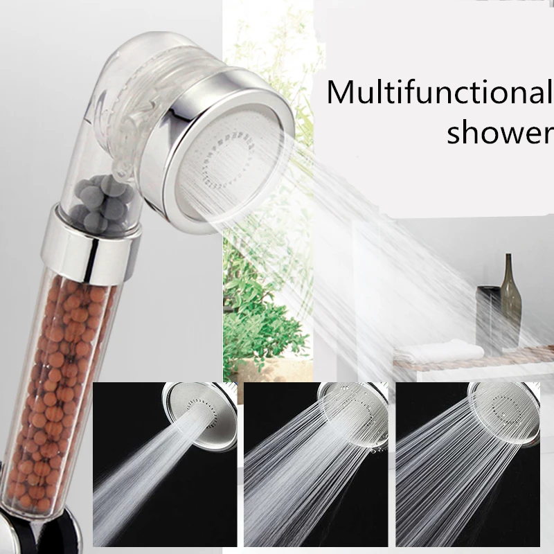 

Multifunctional 3 Function Adjustable Jetting Shower Head Bathroom High Pressure Water Handheld Saving Filter SPA Shower Heads