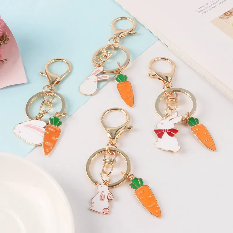 

Women's Cartoon Rabbit Keychain Cute Enamel Rabbit Carrot Car Bag Pendant Accessories Gift