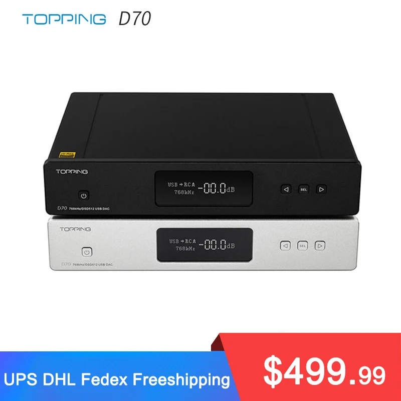 TOPPING D70 AK4497 * 2 DAC AK4118 XMOS XU208 DSD512 Native 32 бит/768 кГц Hi Res аудио с декодером дистанционного