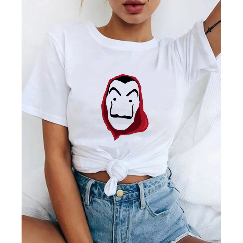 

2021 La Casa De Papel Women Tshirt Harajuku robbery T-shirt TV Station BELLA CIAO Streetwear Clothes Short Sleeve Graphic Tops