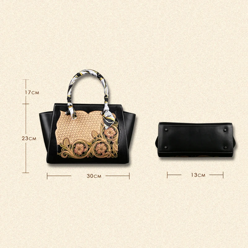 

Johnature Retro Female Bag Luxury Handbags Women Bags Designer 2021 New Handmade Embossing Cowhide Large Capacity Shoulder Bags