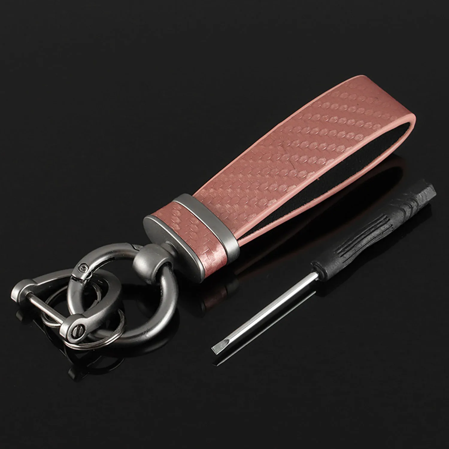 Car Keychain Ladies Luxury 2021 New Carbon Fiber Grain Metal Leather Keychain Holder Luxury Men's Gift Mobile Phone Accessories