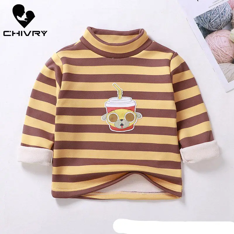 Новинка 2020 осенне-зимняя детская футболка в полоску для мальчиков и девочек топы