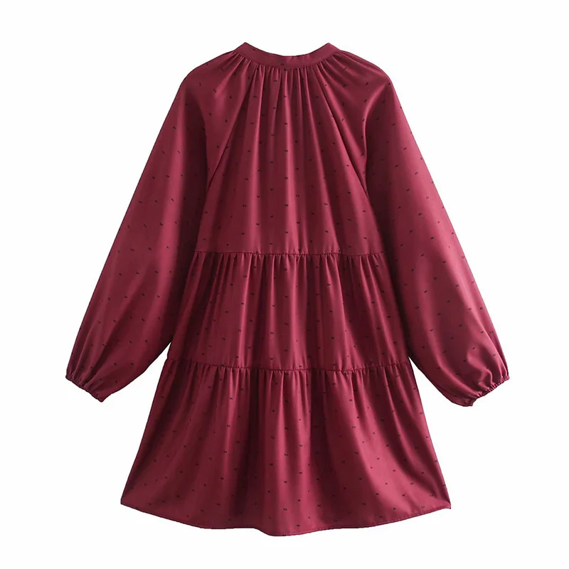 

Women's 2021 New Spring Summer Oversized Solid Color Lace Up Short Dresses Ladies Fashionable Elegant Polka Dot Mini Dress