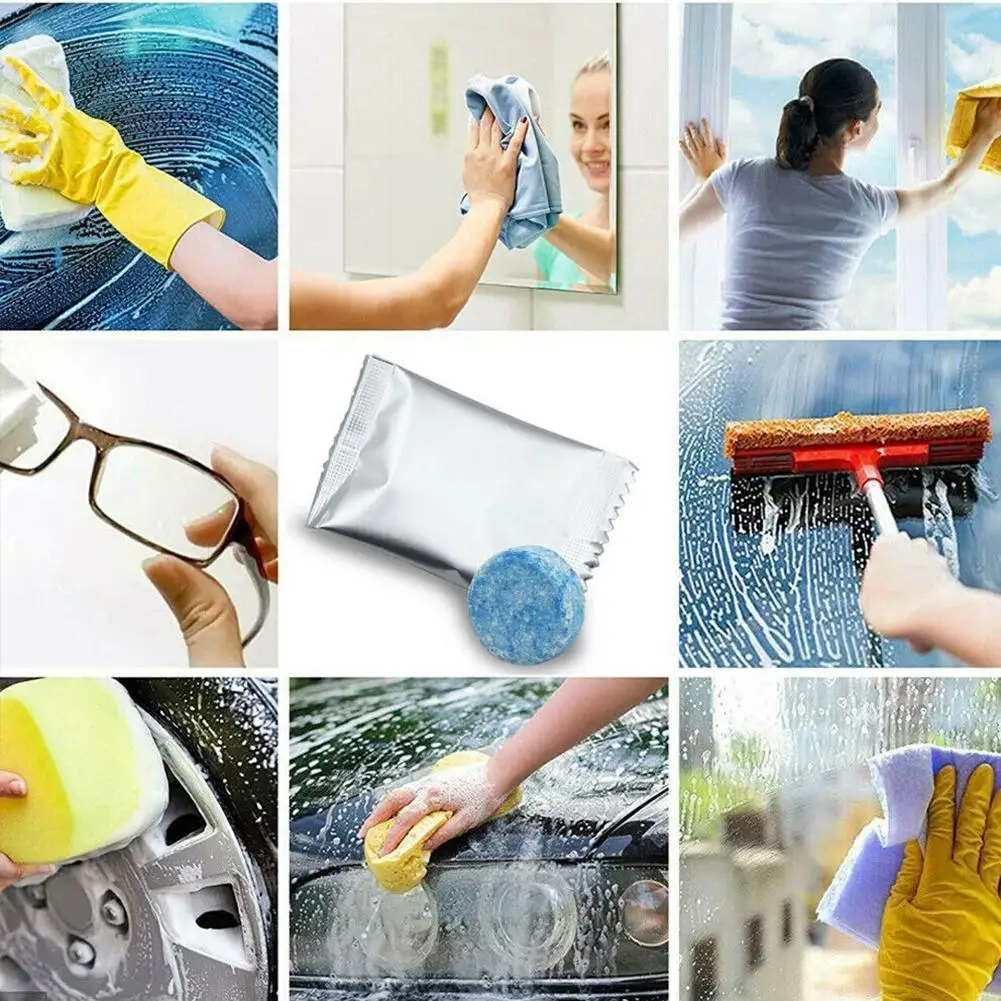 

100 Pcs Car Windshield Wiper Glass Washer Auto Cleaner Compact Effervescent Tablets Window Repair Car Accessories