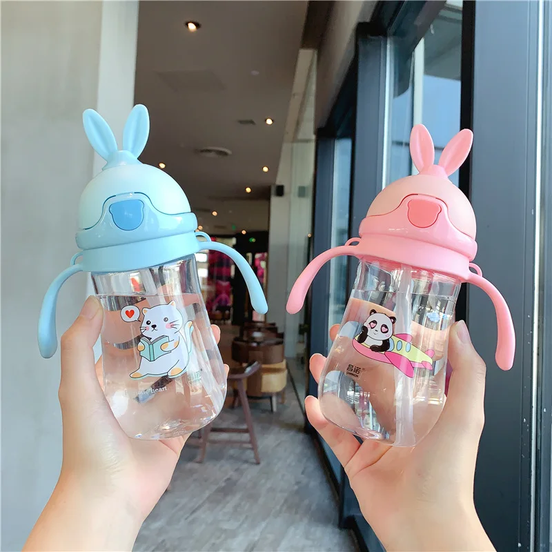 Милая детская бутылочка для кормления Rabbite 280 мл без БФА бутылки воды в соломе