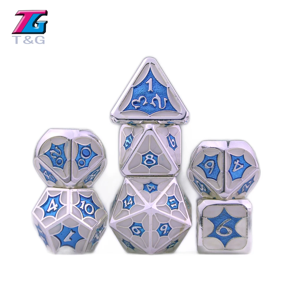 DND набор металлических игральных костей 7 шт. многогранный куб с кожаной сумкой