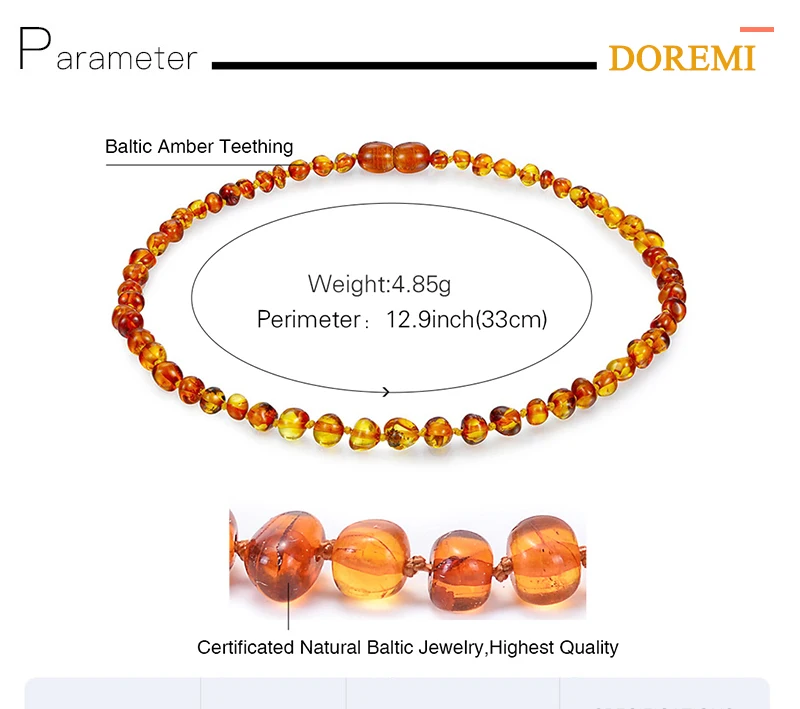 DOREMI Baltic Ambers ожерелье для прорезывания зубов для младенцев, детский янтарный браслет-Антибликовое, натуральное сертифицированное овальное ювелирное изделие в Балтии