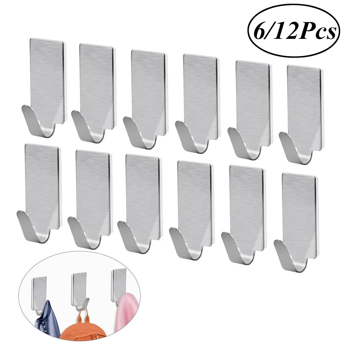 

36pcs Adhesive Stainless Steel Towel Hooks Towel Racks Wall Hooks for Kitchen Bathroom