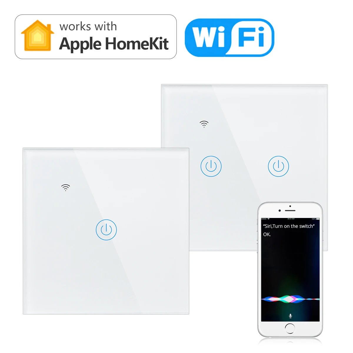 

Apple HomeKit Smart WiFi Light Switch Siri Voice Control Automation EU Standard Interruptor Smart Light Switches 1/2 Gang 1 Way