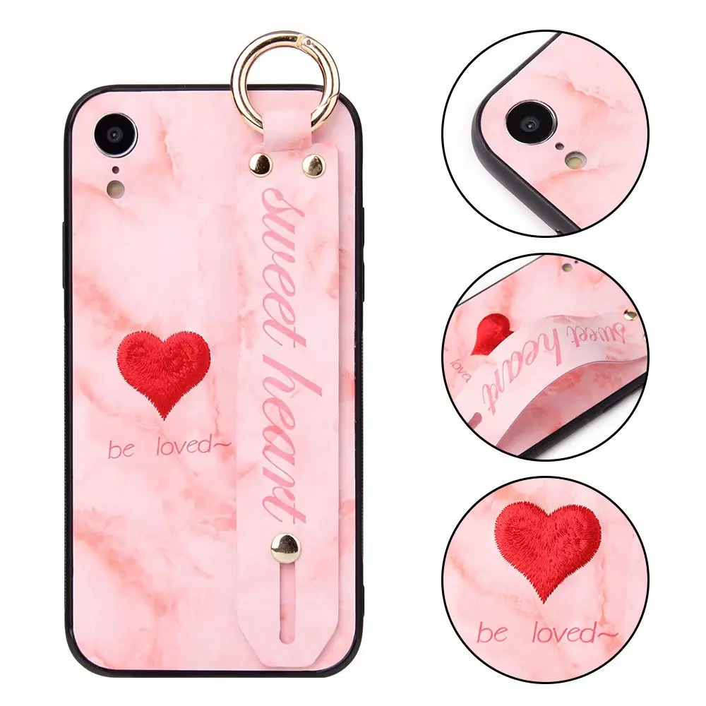 Чехол для iPhone X/XS новый мягкий чехол с вышивкой и ремешком на руку iphone пара чехлов |