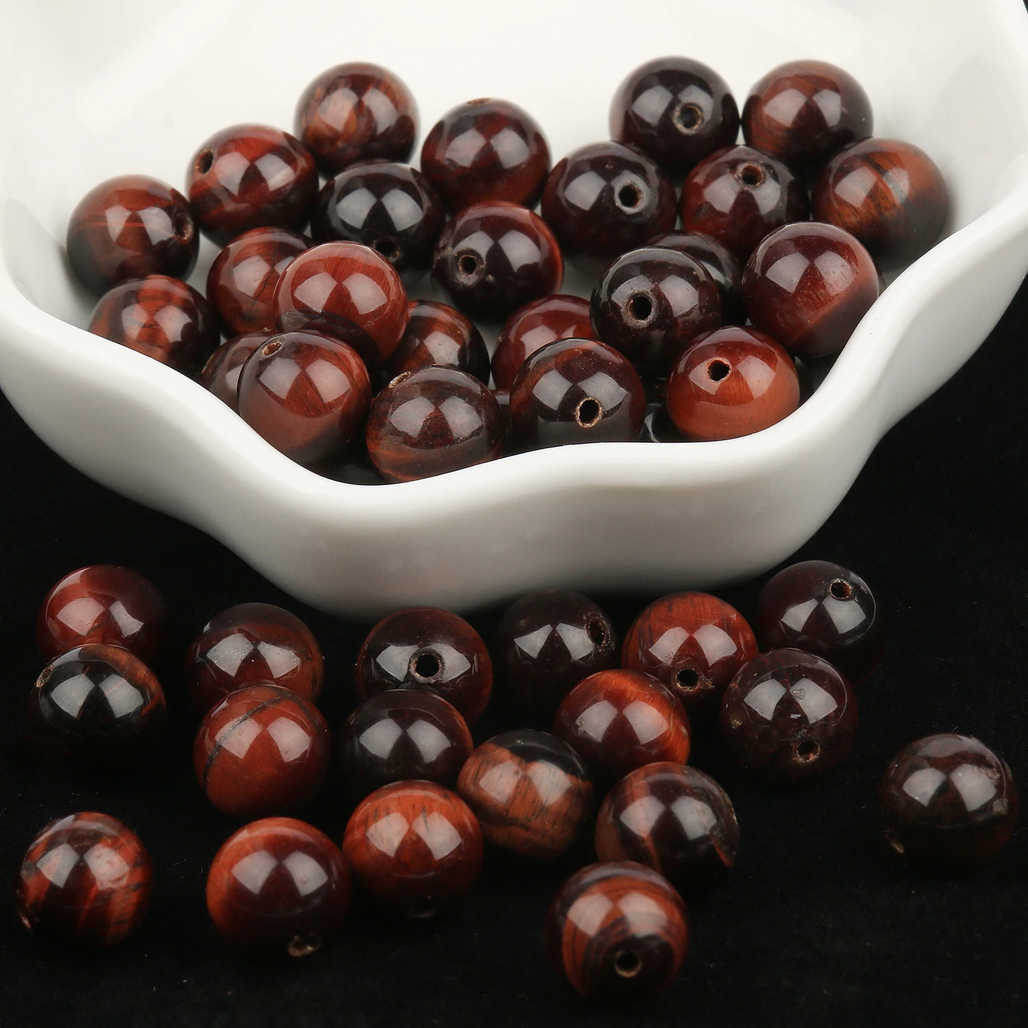 

Бусины из натурального камня, красный тигровый глаз, круглые бусины-разделители россыпью для изготовления ювелирных изделий, рукоделия, бр...