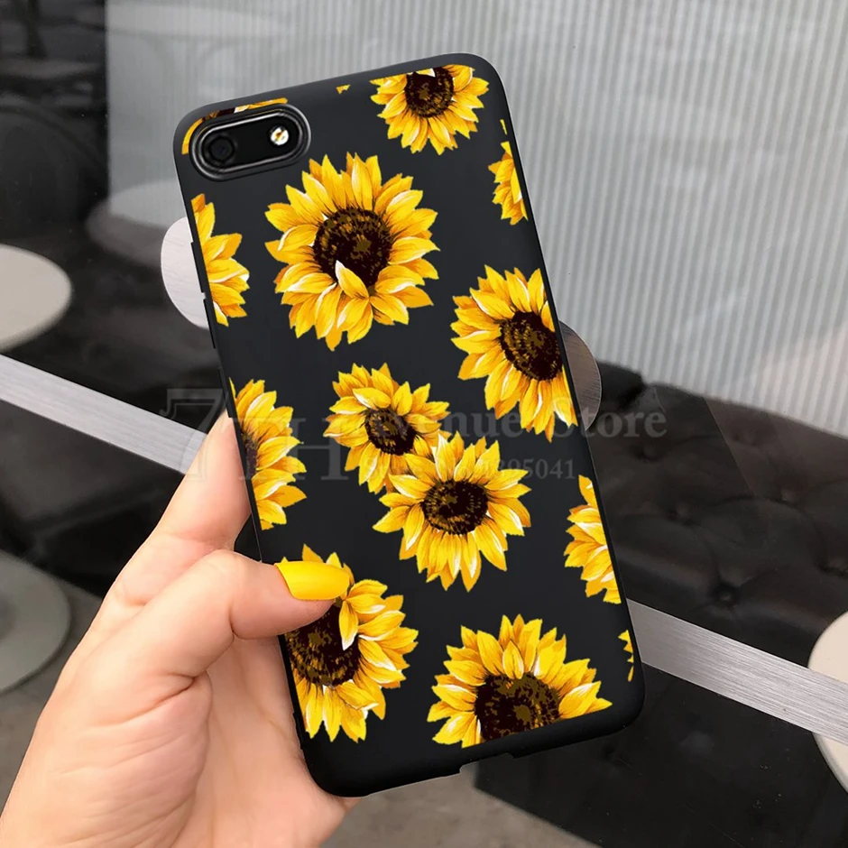 Яркий силиконовый чехол с красивой девушкой подсолнухами и маргаритками для Huawei