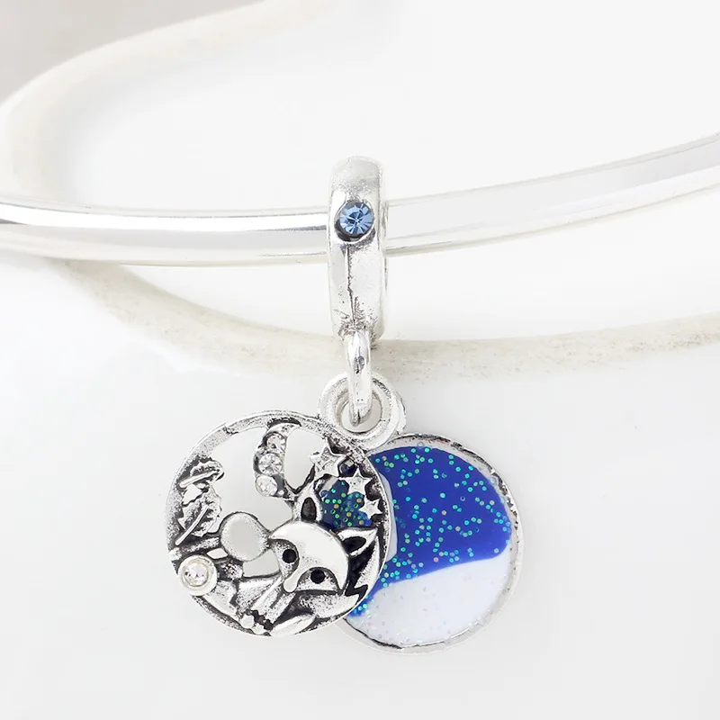 5 шт. серебряный цвет эмаль звездное небо Очаровательные Полые лисы Звезда Луна