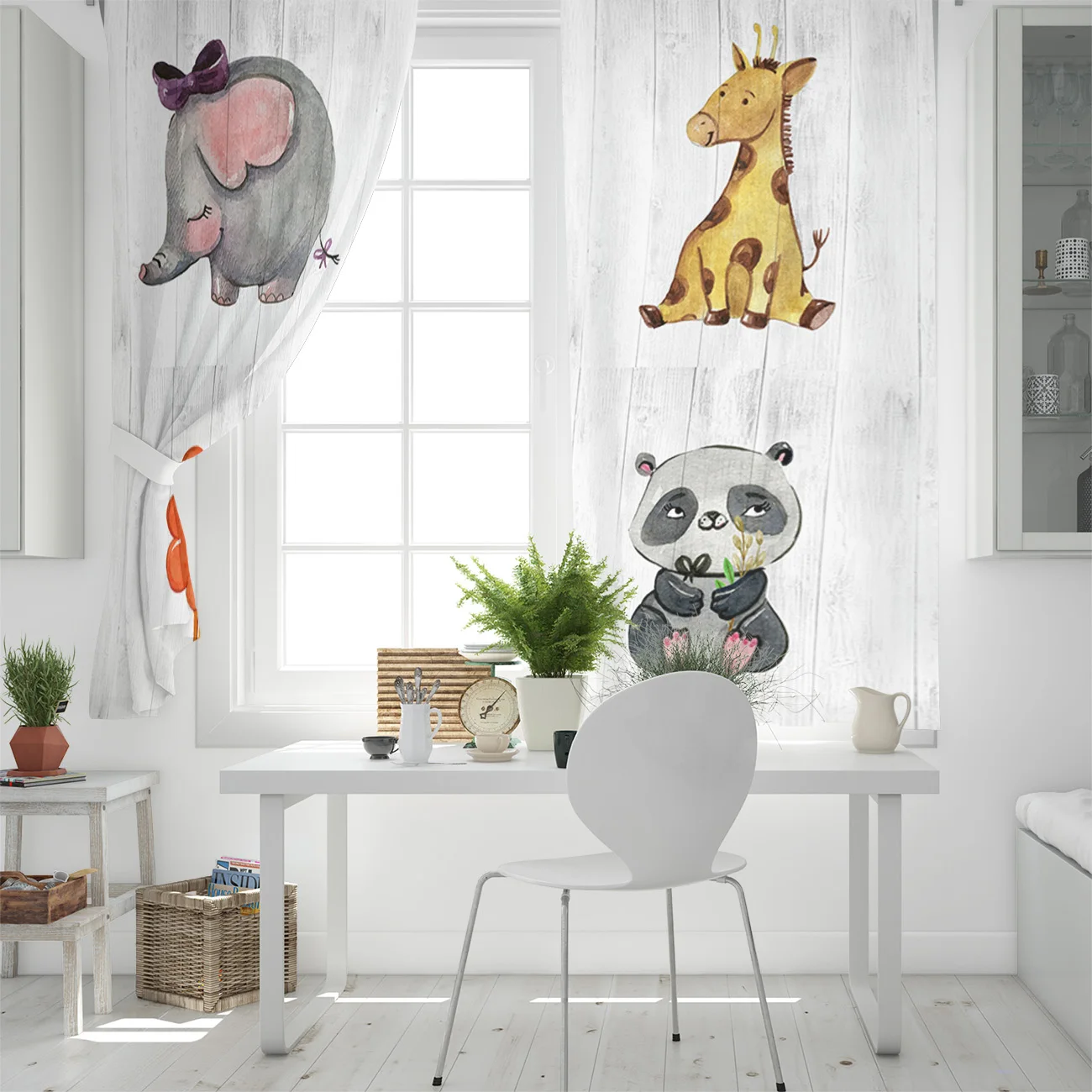 Оконные шторы из зернистой древесины с животными занавески для комнаты большие