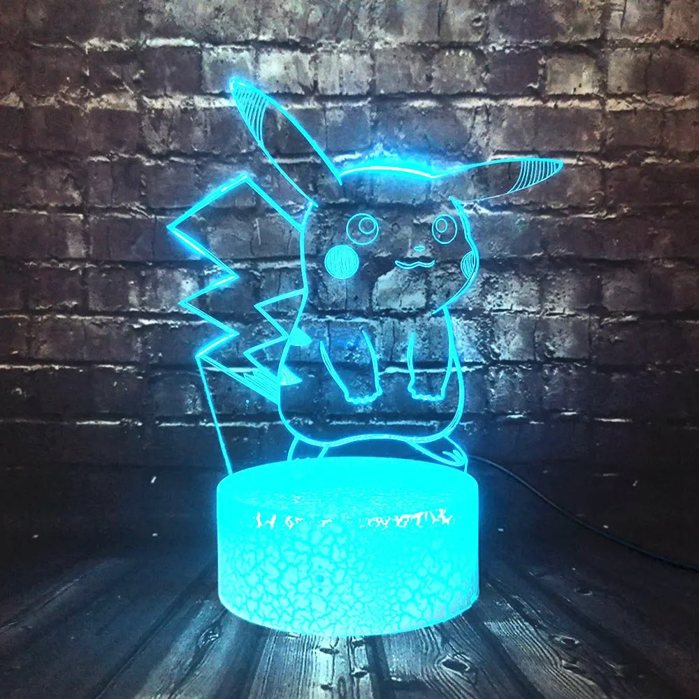 Японский комикс Покемон Купидон Пикачу 7 цветов RGB трещина светодиодный детская