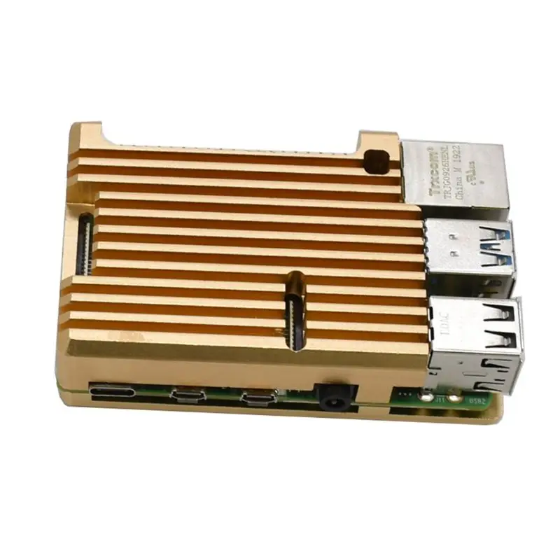 Алюминиевый Золотой корпус металлический корпус коробка радиатора для Raspberry Pi 4 Модель B Q39D