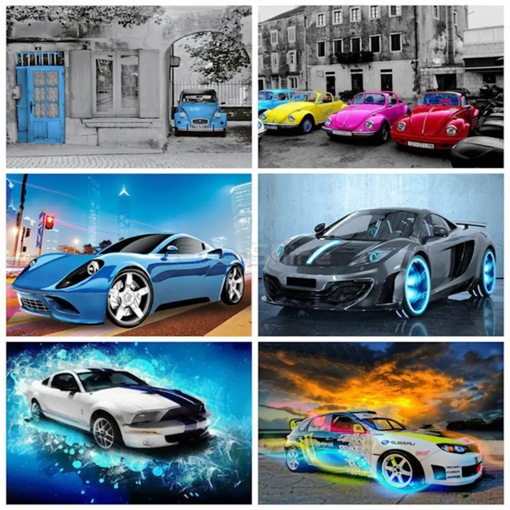 

Cool car full round diamond affixed with diamond embroidery custom Mosaic cross stitch 5D DIY diamond painting home decor gift