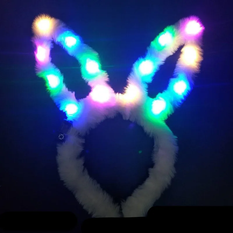 Christmas decoration halloween birthday Glowing plush rabbit ears headband children glowing toys | Дом и сад