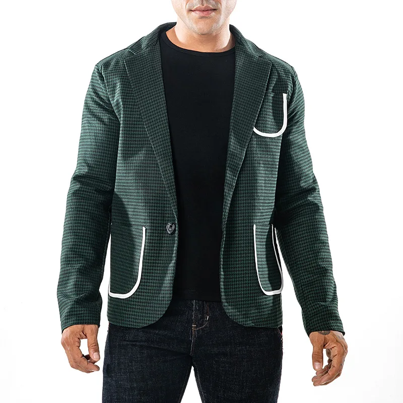 Блейзер + Брюки Модный тонкий красный зеленый серый мужской костюм в клетку