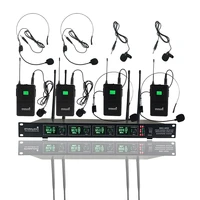 4 channel uhf wireless microphone system with body pack 4ch headset lavalier microphone for night club stage karaoke smu 4000b