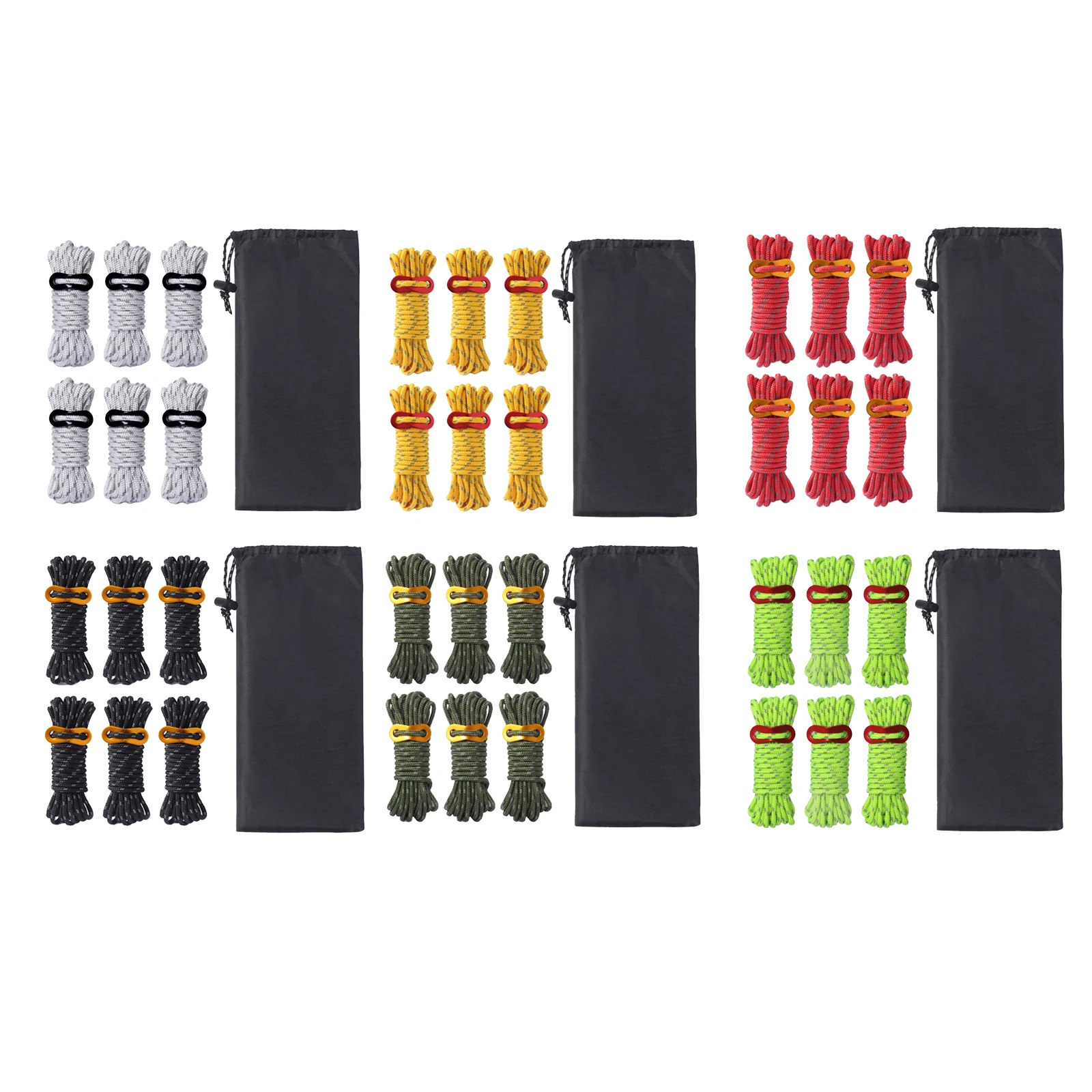 

6pcs Multiuse Colorful Tent Lanyard Tent Rope Cord 4mm 13ft Tent Cord Tensioner Set Reflective Rope for Camping Canopy