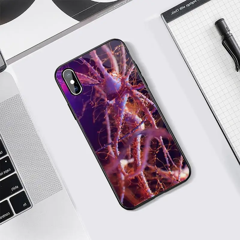 

Medical Brain Neurons Phone Case Tempered glass For iphone 5C 6 6S 7 8 plus X XS XR 11 PRO MAX