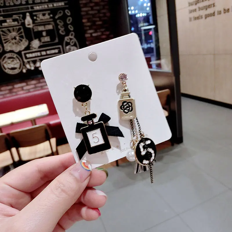 

Luxury Long Tassel Enamel Letter 5 Earrings for Women Pearl Hypoallergenic Brand Earrings Fashion Jewelry