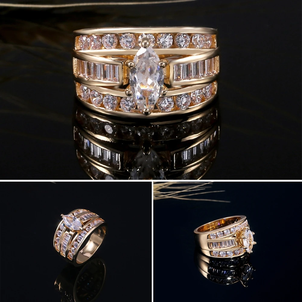 Желтое позолоченное кольцо с овальной вставкой из Для женщин белого сапфировое