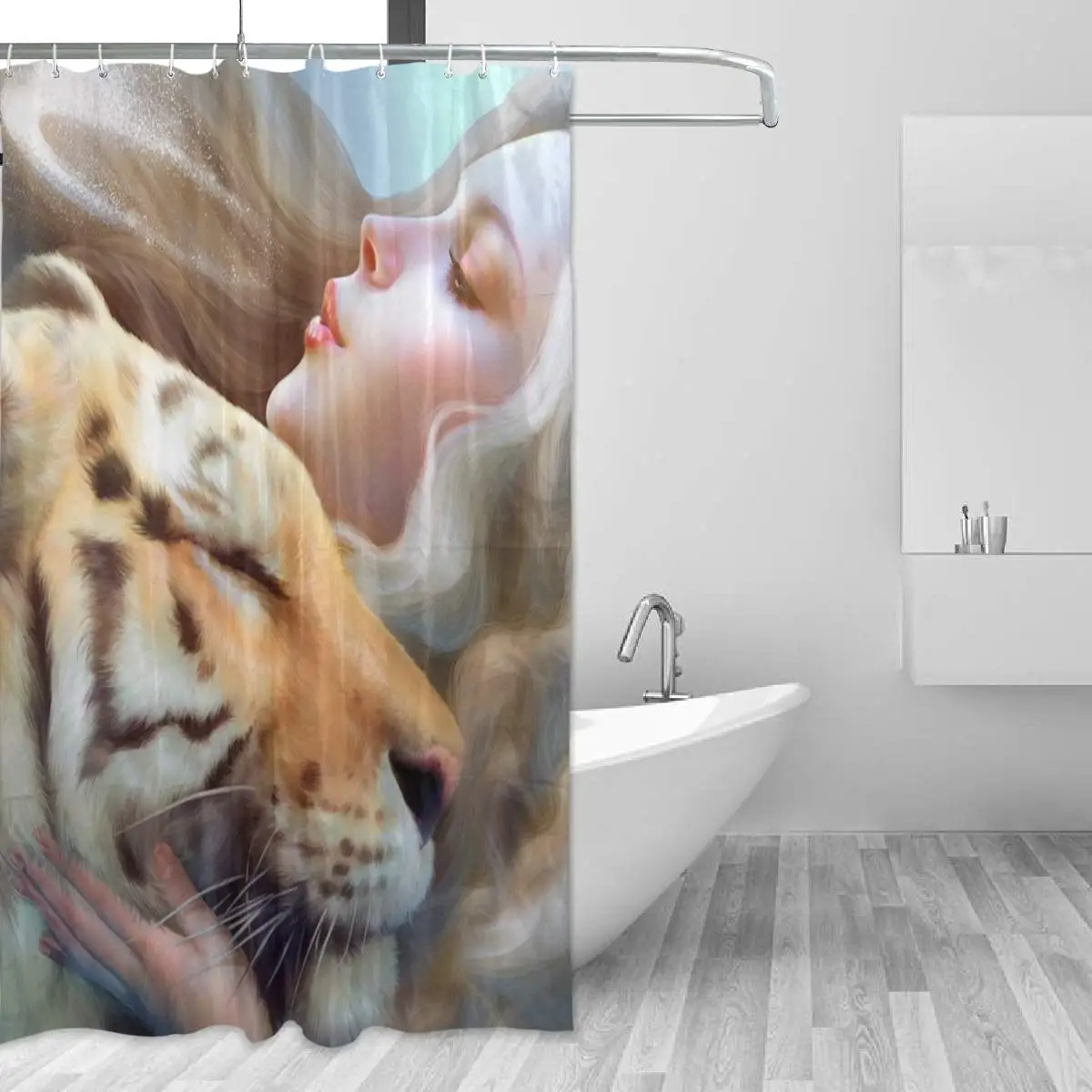 Водонепроницаемая занавеска для ванной из полиэстера с изображением девушки