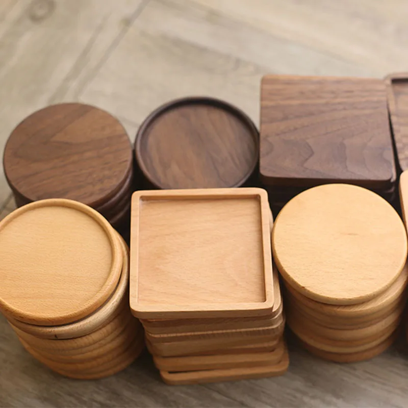 

Wooden Coaster Creative Japanese Tea Ceremony Cup Holder Beech Heat Pad Walnut Non-slip Insulation Coffee Drinks Mug Placemats