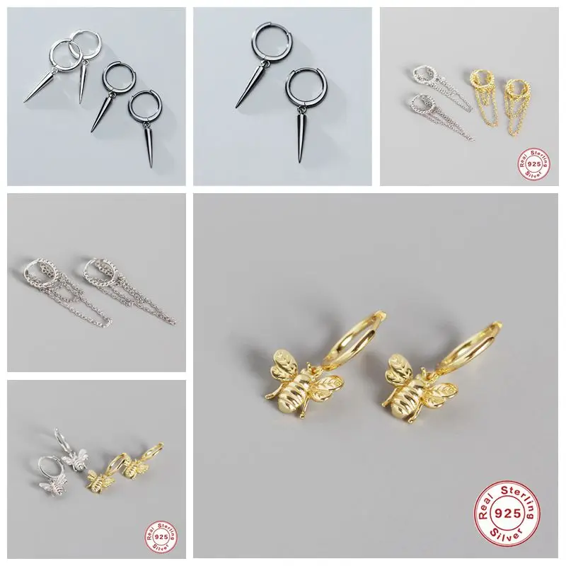 Женские Геометрические серьги гвоздики из серебра 100% пробы A30|Серьги-гвоздики| |