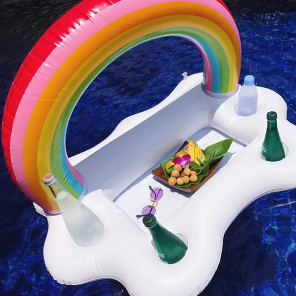 Party Toy Ice Bucket Rainbow Cloud Cup Holder Inflatable Pool Float Beer Drink Cooler Table Bar Tray Beach Island Prop gonflable | Спорт и