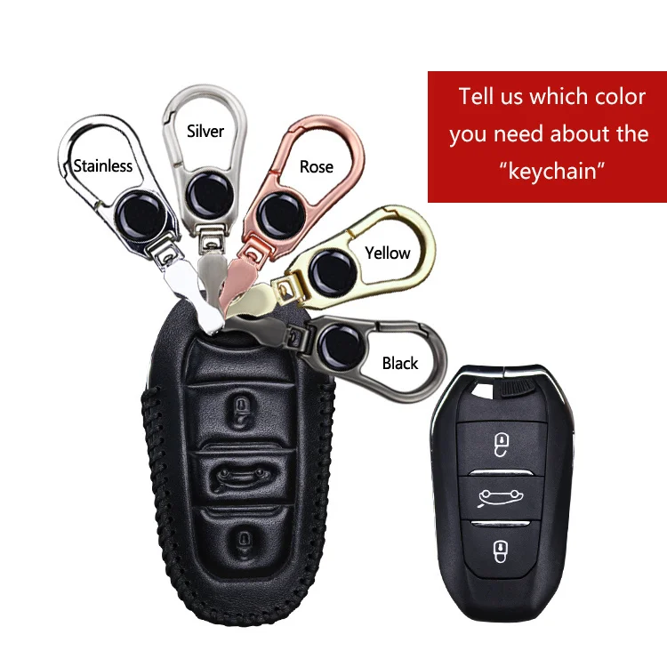 Кожаный чехол для автомобильных ключей, чехол для peugeot Rifter 5008 2008 206 208 путешественник эксперт 807 3008 407 SW 1007 кольцо для ключей в виде ракушки аксессуары - Название цвета: Black
