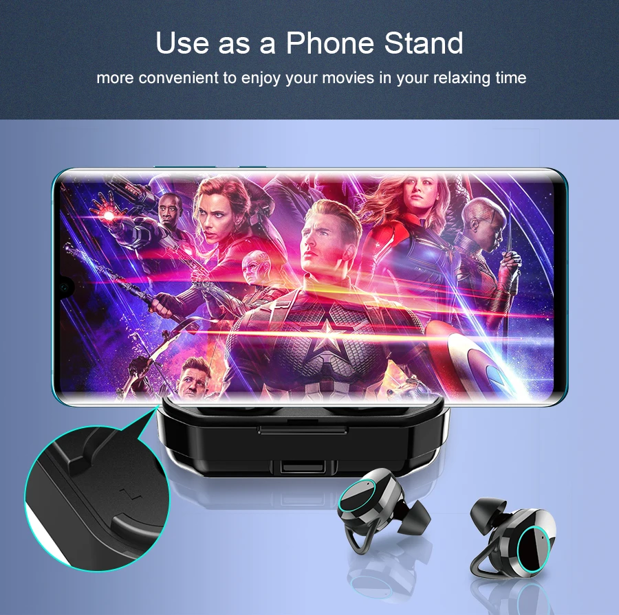 

KUMI T3S 6D Stereo Bass TWS Smart Touch Bluetooth 5.0 Headset LED Display Waterproof Earphone for Android iOS with Batterry Box