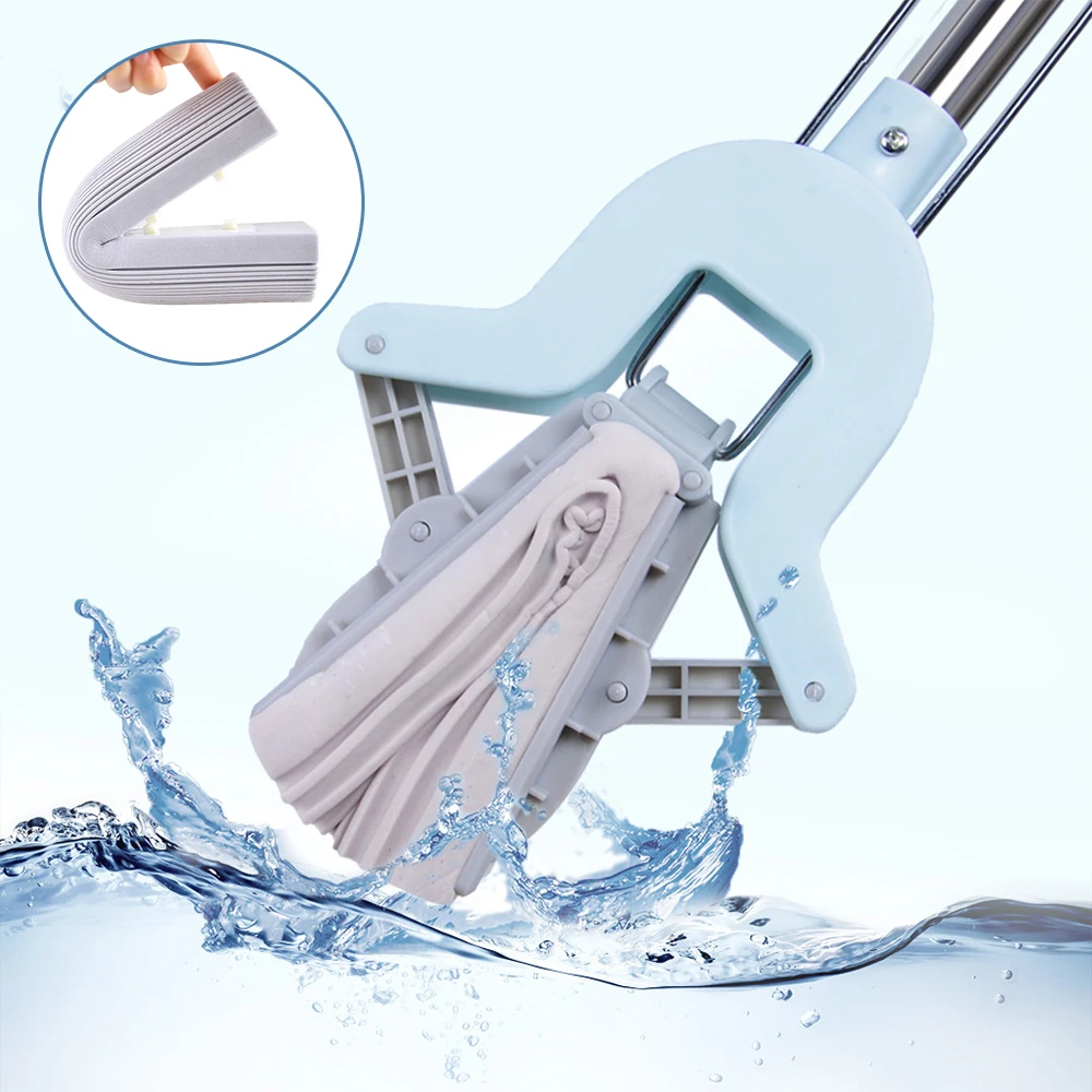 

Telescopic Handle Absorbent Sponge Mop Folding Rubber Mop Home Floor Cleaning Tool Stainless Steel