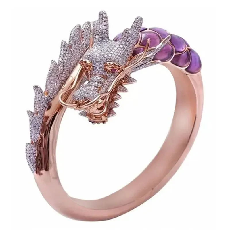 Свадебные цвета розового золота Цвет Дракон Кольца для женщин модная обувь